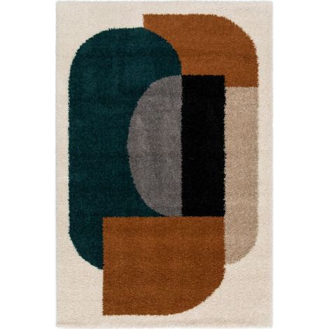 BOBOCHIC - Tapis shaggy EZIO motif abstrait 160x230 Orange (1/5)
