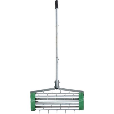 Aeratore per prato a rullo, larghezza 425 mm, punte 3,5 cm, acciaio, argento e verde DESVIAE (1/5)