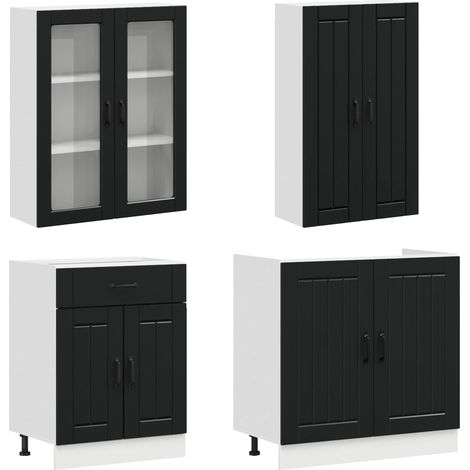 Maison Exclusive - Kuchyňská jednotka LUCCA 8 ks Černá Kompozitní dřevo (1/5)