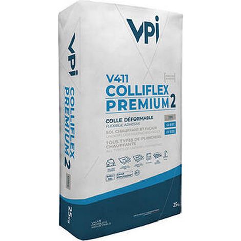 VPI – Colle blanche pour carrelage – C2 S1 ET – Excellente résistance au glissement – Pour tous types de planchers chauffants – Sac de 25kg
