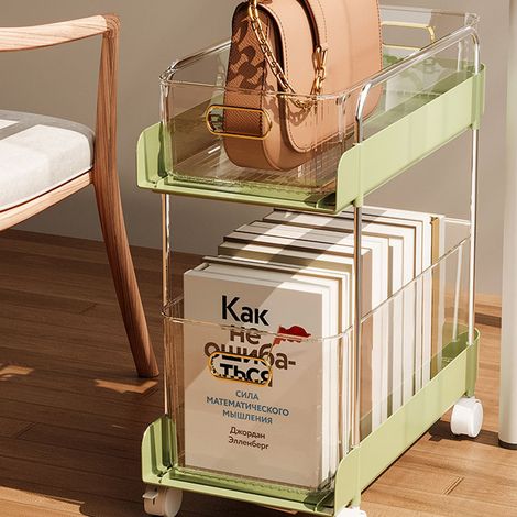 Étagère de rangement de cuisine de luxe, boîte de rangement cosmétique de bureau, classeur de bureau étroit à roulettes, version large verte (1/4)