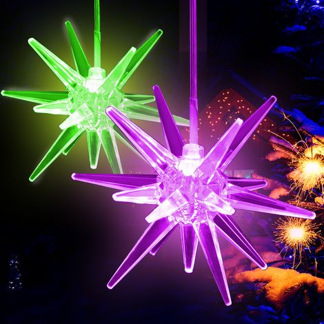 MONZANA 2x LED Weihnachtsstern mit 7 Fach-Farbwechsel Beleuchtet Batterie  Adventsstern Leuchtstern 9cm Weihnachtsbeleuchtung Stern