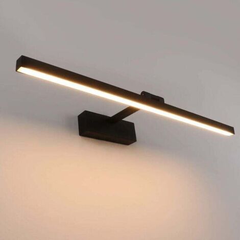Lampe Miroir LED Salle de Bain 50cm, 12W, IP44 Étanche Applique Murale Salle de Bain 180° Rotatif, Lumière Miroir Salle de Bain Moderne, Blanc Chaud 3000K, Schwarz，Noir [Classe énergétique F] (1/5)