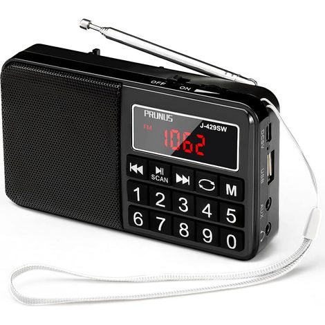 Radio portable J-429SW FM/AM(MW)/SW/USB/Micro-SD/MP3, avec grands boutons et écran, batterie rechargeable 1200 mAh (1/5)