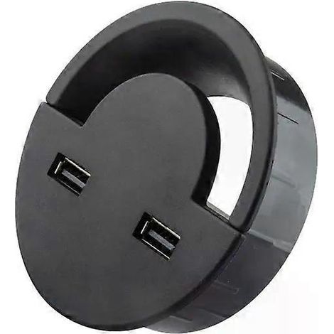 Cache-trou pour câble USB 80 mm - Enrouleur de bureau rond (1/5)