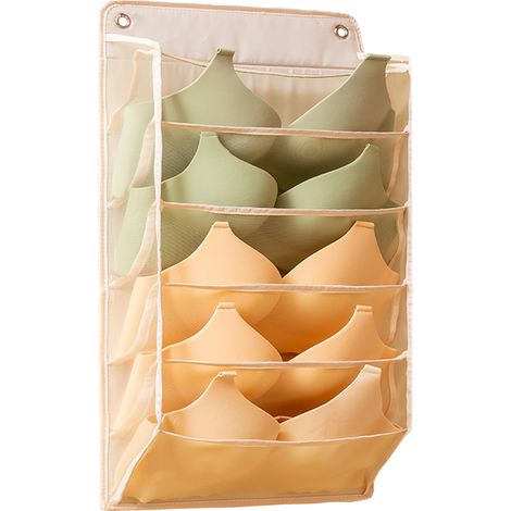 Wandorganizer mit mehreren Fächern, Oxford-Gewebe und Netzgewebe, 15+5 Fächer, 55x30 cm, grau, beige, rosa (1/5)