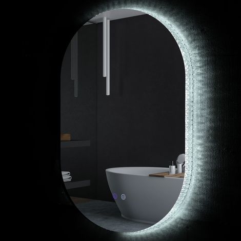 Specchio Bagno LED Antiappannamento 81x51x4,5 cm Vetro Alluminio Luminosità Regolabile (1/5)