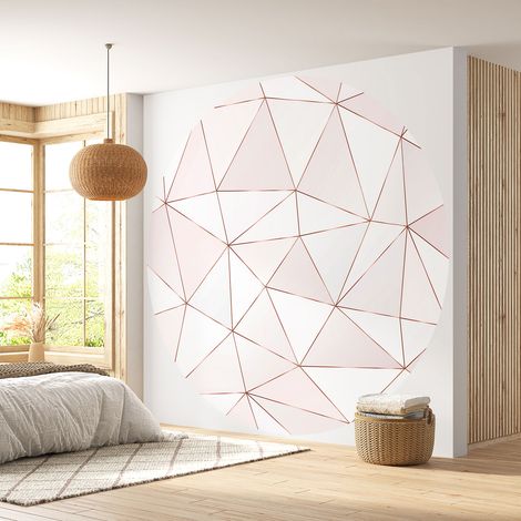 Papier peint rond / cercle - Motif géométrique - Diamètre 50 cm (1/4)