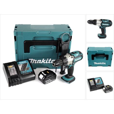 Makita DHP 451 RT1J Perceuse visseuse à percussion sans fil 18 V Li-Ion, 3 vitesses + 1x Batterie 5,0 Ah + Chargeur rapide + Makpac (1/5)