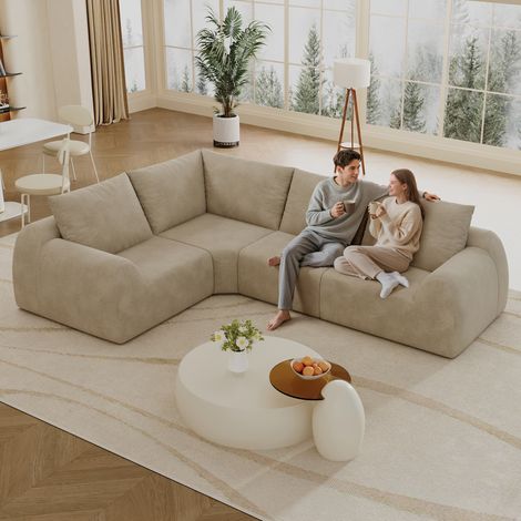 Canapé compressible sans cadre 267 cm, canapé en mousse, sans assemblage, pour salon, chambre et appartement, kaki