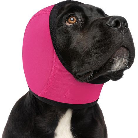 Beruhigender Hundehoodie mit Ohrenschutz – Fuchsia-Pink, Größe M, für Fellpflege und Baden (1/5)