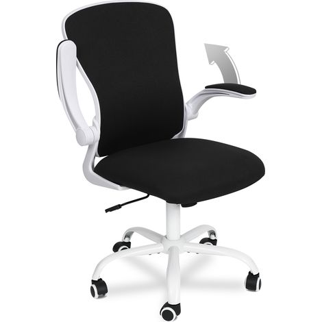Puluomis Office Chair, Ergonomic Desk Chair, Swivel Chair with Lumbar Support, Flip up Armrests, Black