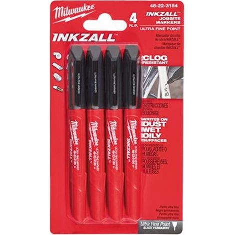 Blíster de 4 marcadores finos Negros 1mm MILWAUKEE Ref.4932480551 (1/2)