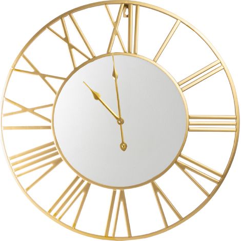 Orologio da Parete Grande 57 cm con Numeri Romani Design Industriale Moderno in Metallo Nero o Oro per Soggiorno Cucina Ufficio e Ingresso Oro (1/4)