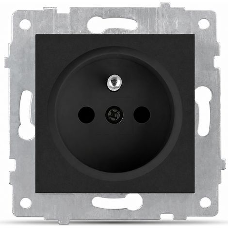 Module prise française encastrable 80 mm 16A noir