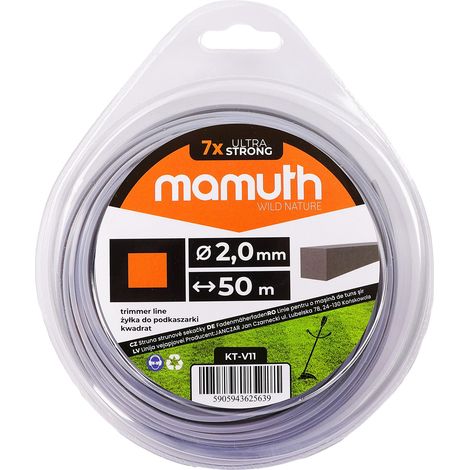 Ligne de coupe 2,0mm 50m QUADRATIC KT-V11 MAMUTH fil pour débroussailleuse Stihl Demon