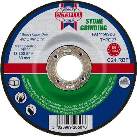 Faithfull Depressed Centre Stone Grinding Disc 115 x 6 x 22.23mm FAI1156SDG (1/3)