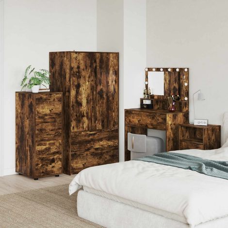 Armoire de rangement à 4 tiroirs en bois d’ingénierie chêne fumé 40 x 48 x 105 cm - PANGIVO (1/5)