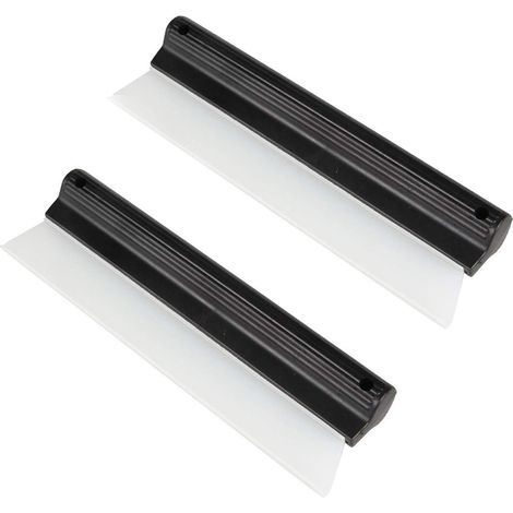 Lot de 2 lames de rasoir de 25 cm (10 pouces) en silicone souple pour le nettoyage à l'eau, idéales pour la douche, la cuisine, les fenêtres et les vitres de voiture. (1/4)