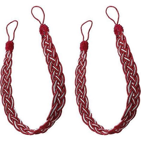 Lot de liens de rideaux tissés à la main pour rideaux de maison (rouge bordeaux) (1/5)