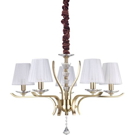 Ideal Lux Pegaso - Lámpara colgante de 5 brazos con 5 luces, Latón satinado