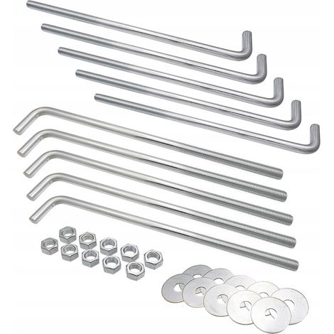Tornillo de anclaje para placa de pared L 16x400mm, anclajes galvanizados mate, 10 unidades. (1/5)