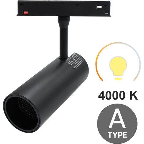 Faretto LED per binari 12W 4000K Neutro Tipo A per binari magnetici SMART TRACK 48VDC (1/5)