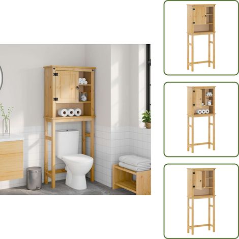 The Living Store Armoire pour machine à laver salle de bain Corona pin massif - Meuble De Salle De Bain - Armoire Pour Machine À Laver - Rangement Salle De Bain - Étagère Salle De Bain - Meuble Compac