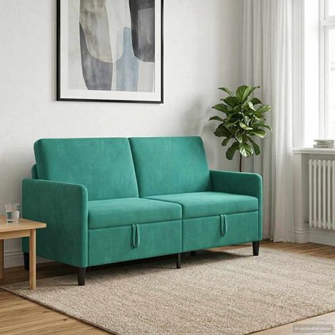 Canapé 3 places avec rangement turquoise en polyester, 172 x 78 x 87 cm - PANGIVO (1/5)