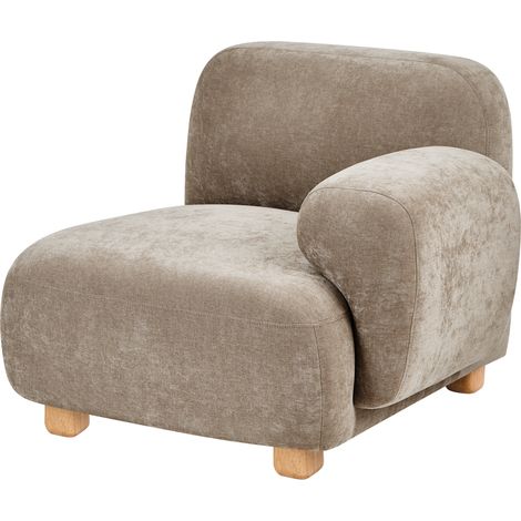 Módulo esquinero izquierdo de tela asiento 1 plaza patas de madera repelente al agua moderno beige Amli