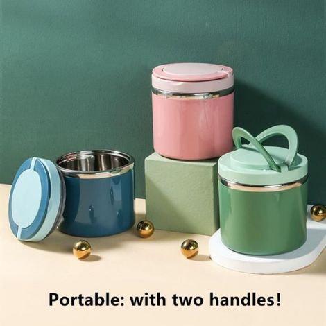 Boîtes Alimentaires Isotherme,Thermos étanche en Acier Inoxydable,Contenant de Nourriture portable,pour École,Enfants,Camping,600ML (1/4)