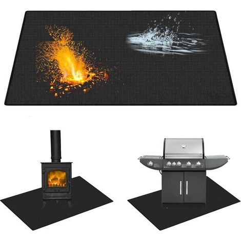 1 pièce Tapis ignifuge, fibre de verre 100 x 150 cm, résistant à 1800 °C, pliable, protection sol extérieur/barbecue/foyer
