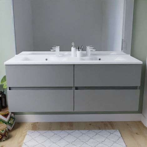 Cuisibane – Meuble double vasque 140 cm en inox – 2 caissons 70 cm – Plan double vasque 140 cm x 46 cm – Profondeur 45 cm – 4 tiroirs ergonomiques
