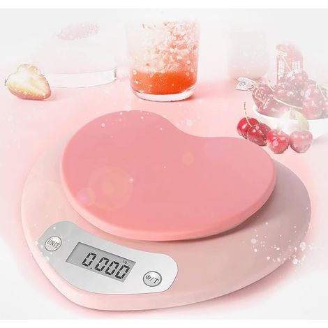 Hochpräzise Küchenwaage – großes LCD-Display, Tara-Funktion und Milliliter-Einheit (rosa 3 kg/0,1 g).