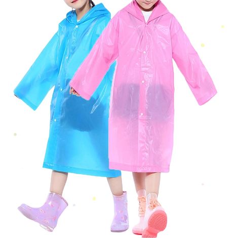 Capa De Lluvia Para Niños - Impermeable Reutilizable Con Capucha Y Mangas - EVA 0.15 Mm - Para Actividades Al Aire Libre - Talla Única (1/5)