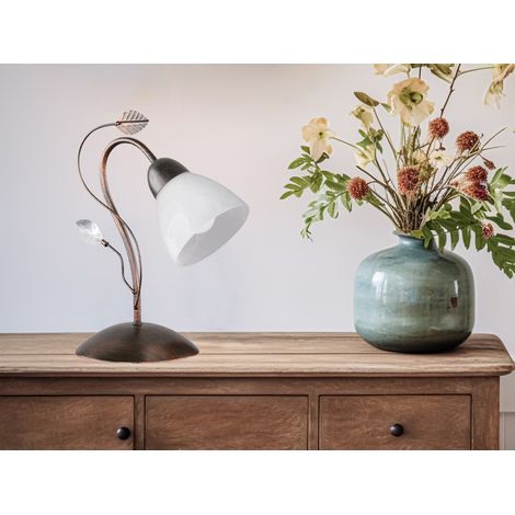 LED Tischleuchte in Rostoptik mit Blätter Deko, Höhe 32cm (1/5)
