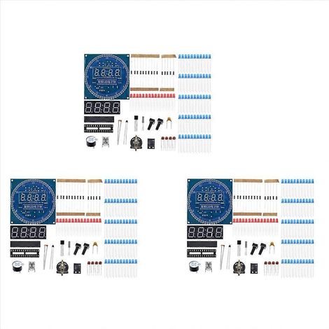 Kit d'horloge numérique électronique 3X avec carte d'apprentissage pour microcontrôleur C51 et module LED rotatif DS1302 (DIY) (1/5)