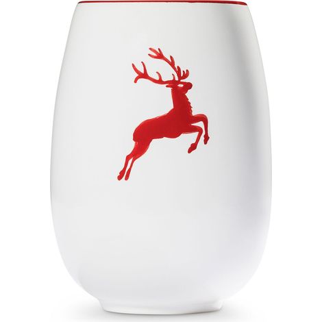 Gmundner Keramik Rubinroter Hirsch, Vase (H: 15cm)