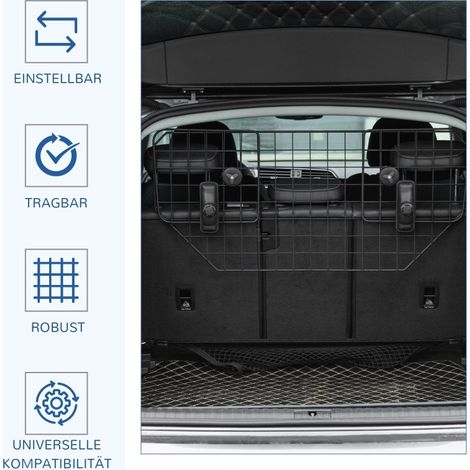 Rejilla para maletero de coche 90-120 x 40,5 cm metal negro ajustable para perro - MEUBLIV (1/5)