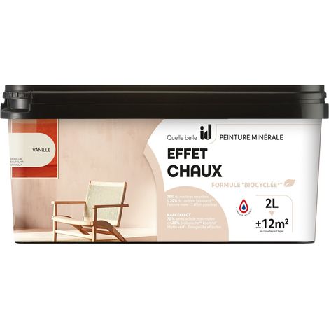 Peinture minérale effet chaux vanille 2L – Finition mate – Pour murs et plafonds – Formule 94% matières naturelles – Id Paris