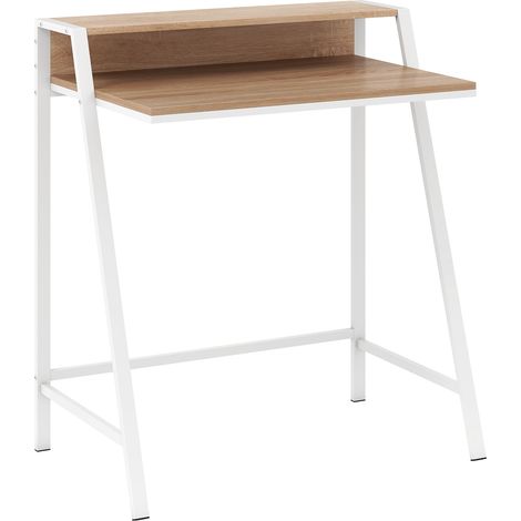COSTWAY Computer Desk 80 CM Small Desk Compact Desk with Monitor Stand-Natural