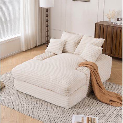 Sessel Sofa komfortabel 135x165 Cord Beige OKMYHOME (1/5)