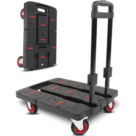 Carrito de equipaje plegable  , capacidad de 200 kg, carrito de compras portátil y ajustable, carretilla de mano compacta y resistente para viajes, mudanzas, compras y oficina. (1/5)