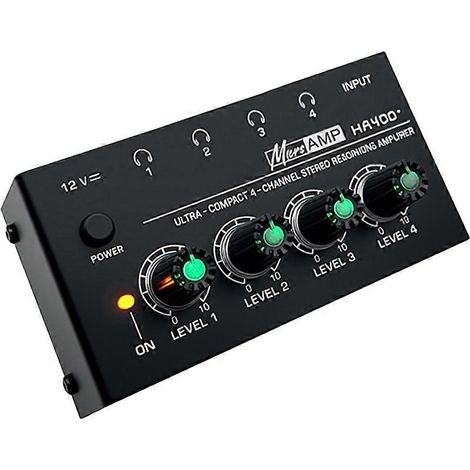 HA400+ 4-Kanal-Kopfhörerverstärker, ultrakompakter Mini-Stereo-Verstärker mit Netzteil (US-Stecker). (1/5)