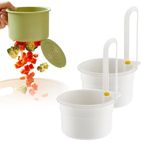 Passoire d'évier multifonctionnelle, panier filtre suspendu pour robinet, panier d'évacuation pour linge (blanc, 2 pièces)