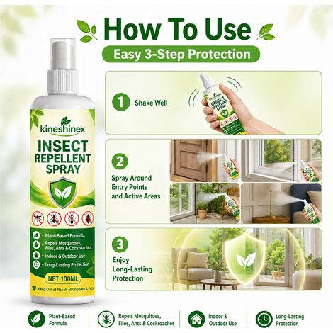 KineShineX Langzeit-Insektenschutzspray – reizt die Haut nicht, geeignet für Haus, Garage und Außenbereich, wehrt Mücken und Kakerlaken ab (1/5)