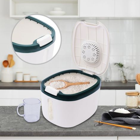 Vorratsbehälter für 5 kg Reis, Getreidebox, luftdichter Lebensmittelbehälter, Getreidebehälter mit Messbecher. (1/5)