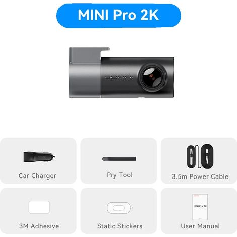 Cámara para salpicadero, resolución 2K, tecnología de visión nocturna, MINIPro 2K-a, sin tarjeta SD. (1/2)