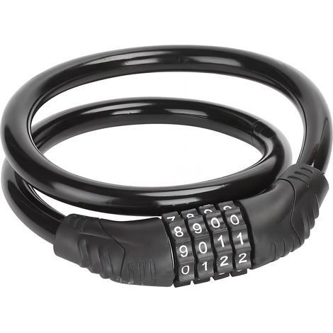 Bike Lock with 4-Digit Combination Lock, 65cm Anti-Theft Chain, Robust Anti-Theft Cable Bike Lock for Electric Scooter, Stroller, and Motorcycle Wheels (1/5)