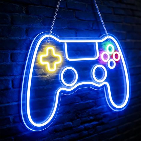 Enseigne Lumineuse, Néon Murale, Décoration Gaming, Déco Gaming LED, Enseigne Néon Manette pour Chambre Gaming, Lampe Néon USB Réglable (1/5)